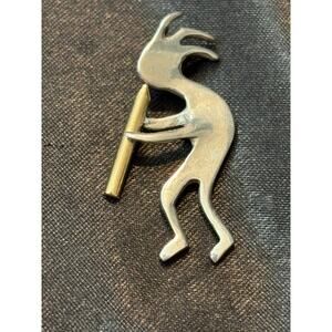 Vintage Kokopelli Flute Pendant Silver Tone Southwest Style